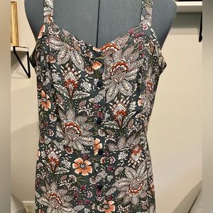 LOFT Floral Sleeveless Dress with Buttons